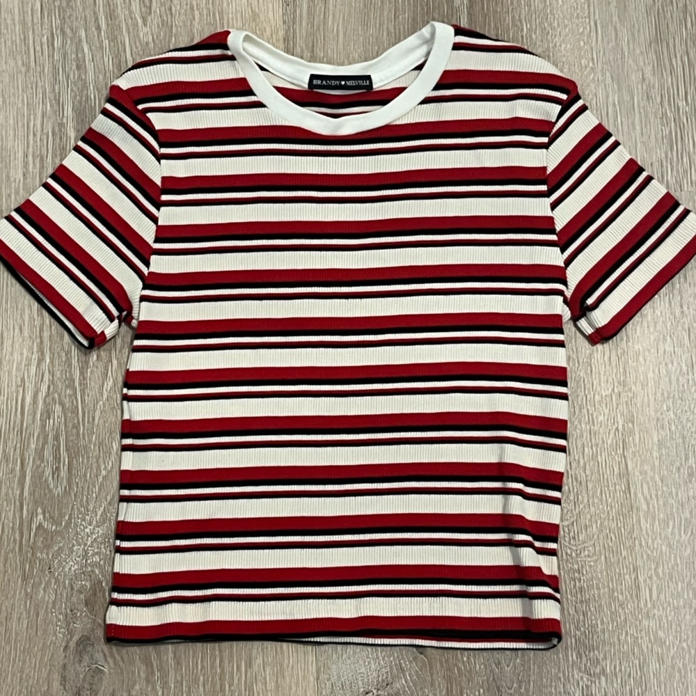 Brandy Melville Striped Crop Red